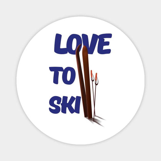 Love to Ski Magnet by nickemporium1